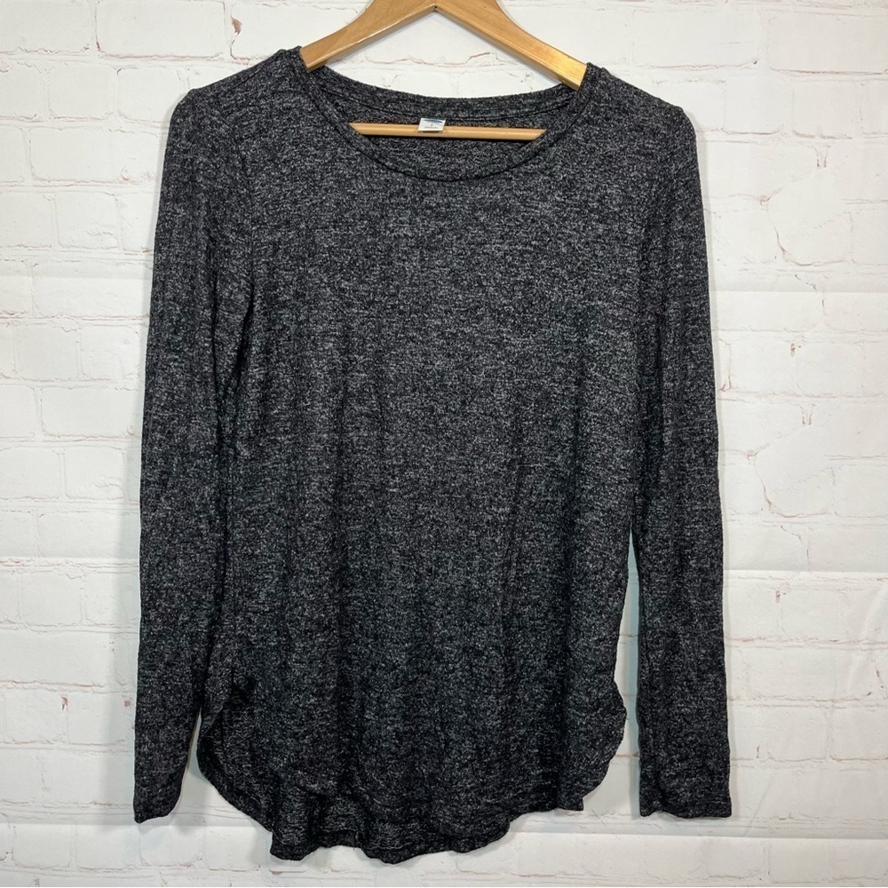 Old Navy Shirt Womens Small Black Long Sleeve Pullover Stretch Round Neck Top